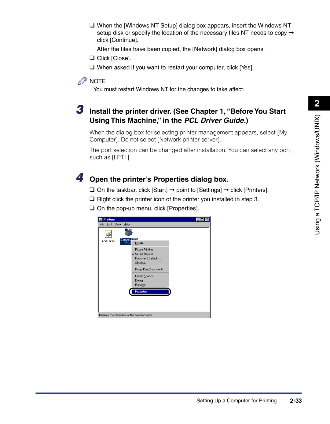 Canon 700 manual Open the printer’s Properties dialog box 