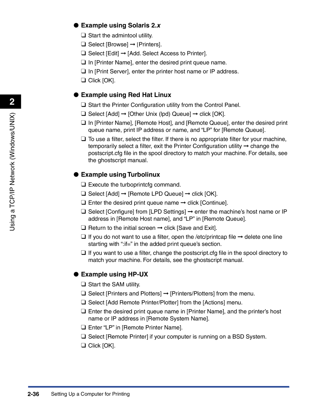 Canon 700 manual Example using Red Hat Linux, Example using Turbolinux, Example using HP-UX 