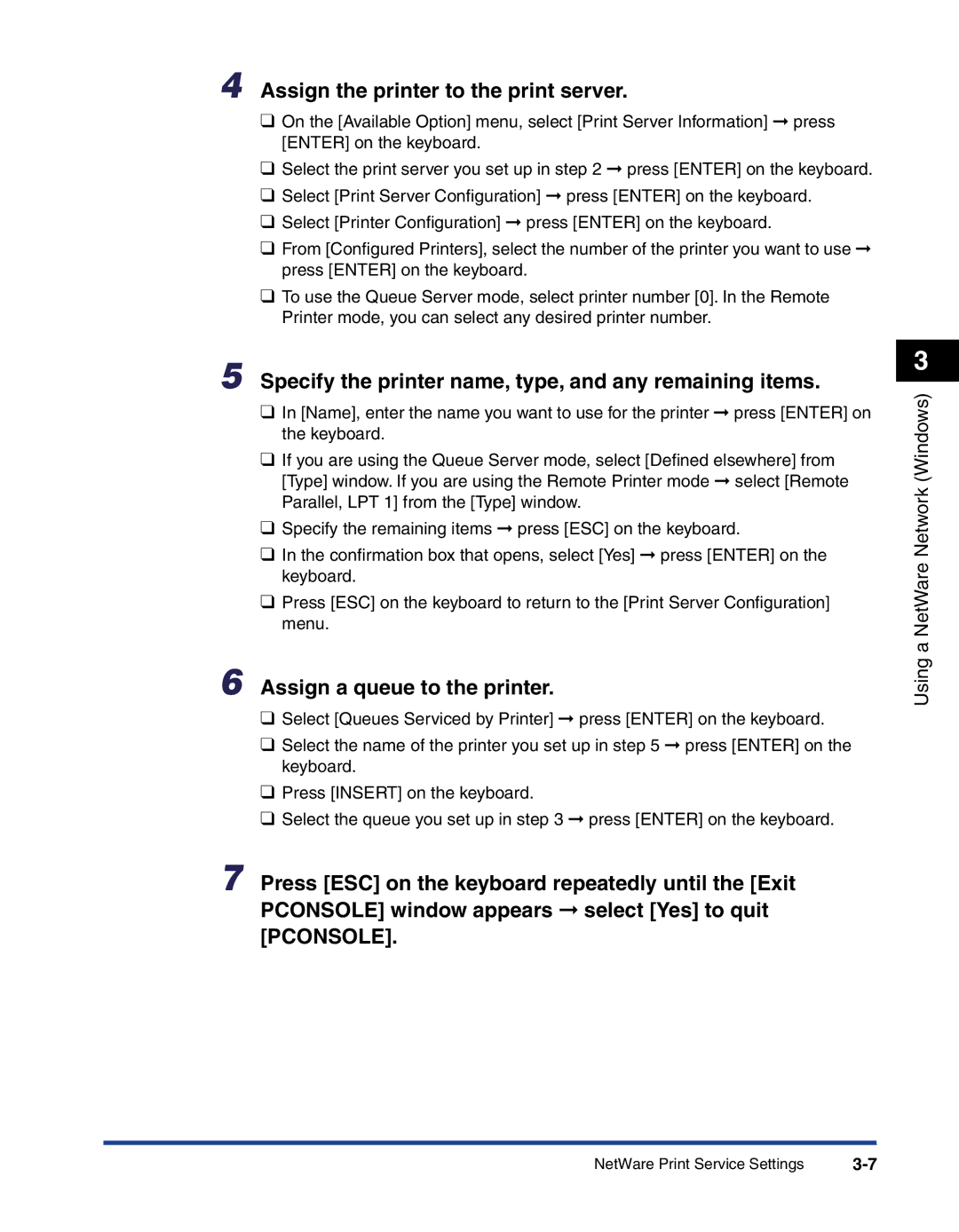 Canon 700 manual Assign the printer to the print server, Specify the printer name, type, and any remaining items 