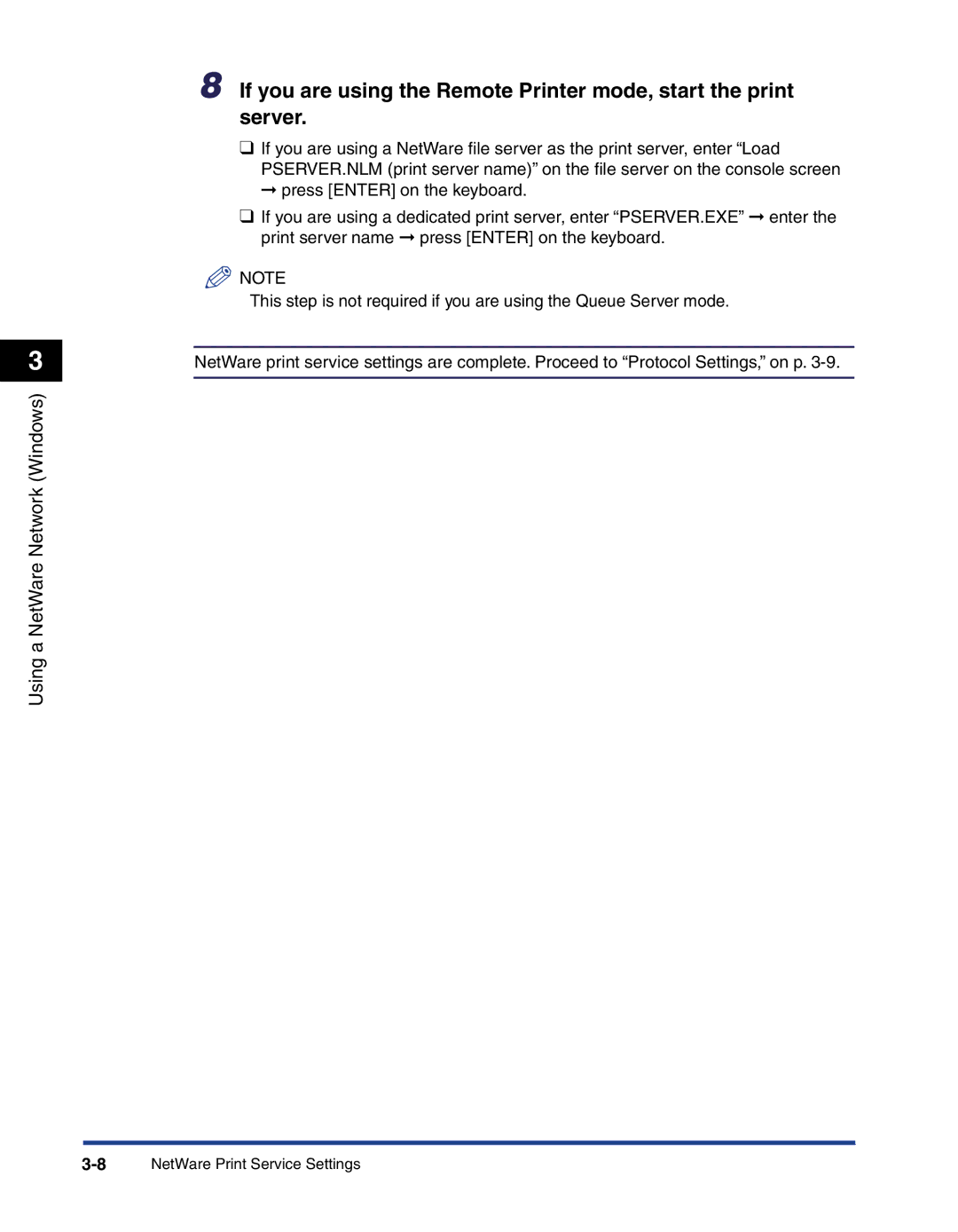 Canon 700 manual 8NetWare Print Service Settings 