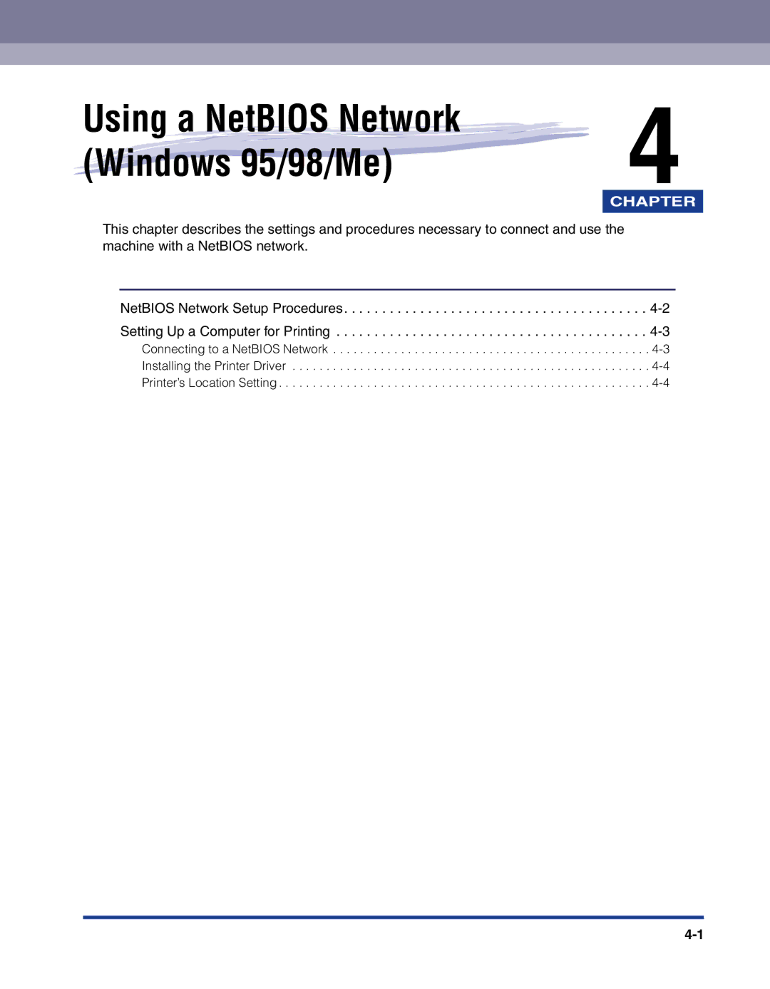 Canon 700 manual Using a NetBIOS Network Windows 95/98/Me 