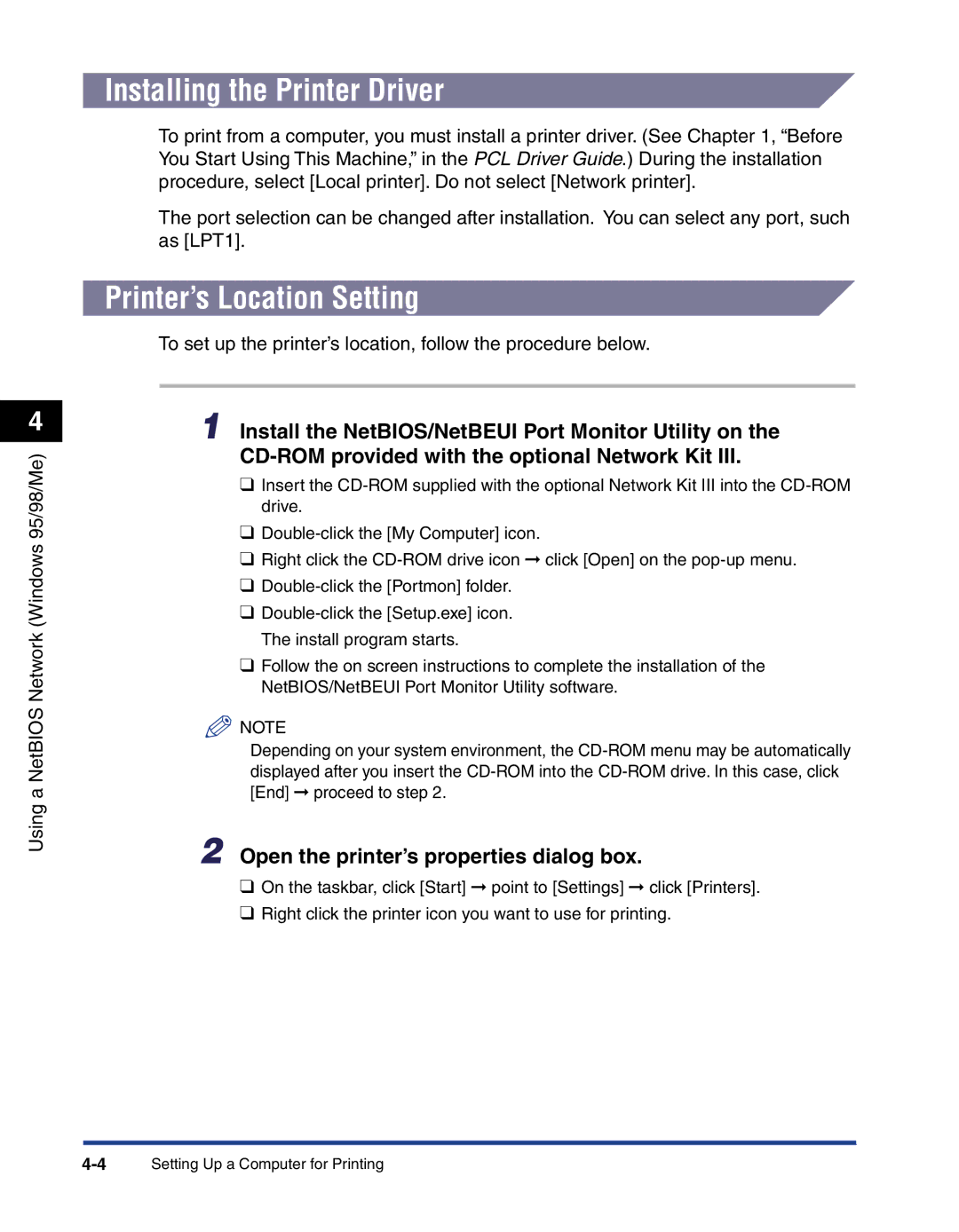 Canon 700 manual To set up the printer’s location, follow the procedure below 