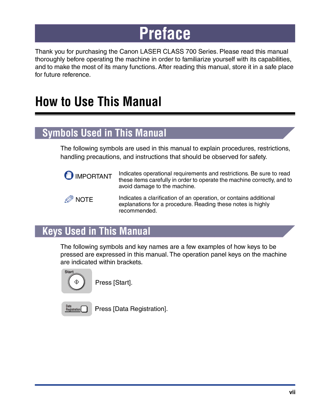 Canon 700 manual How to Use This Manual, Symbols Used in This Manual, Keys Used in This Manual 