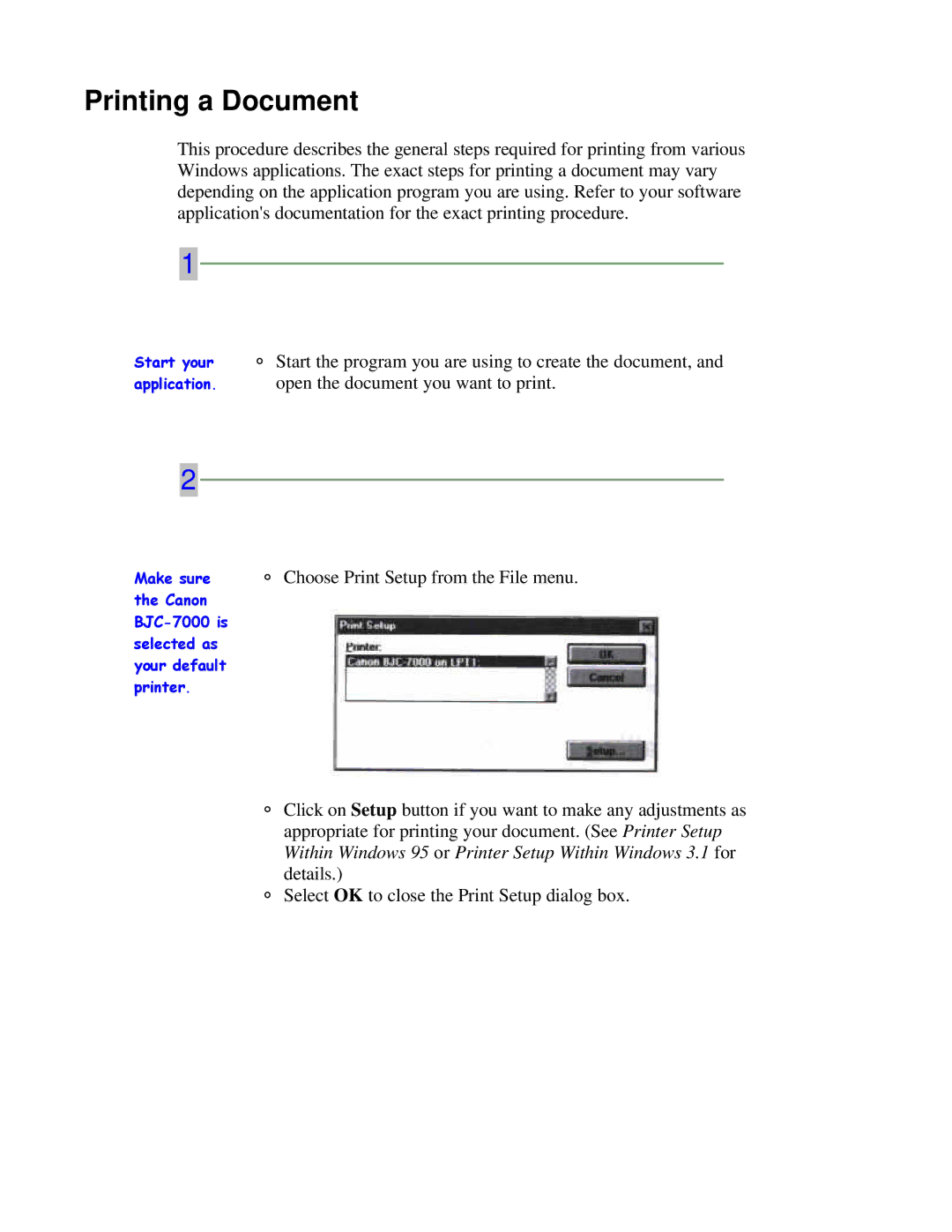 Canon 7000 user manual Printing a Document 