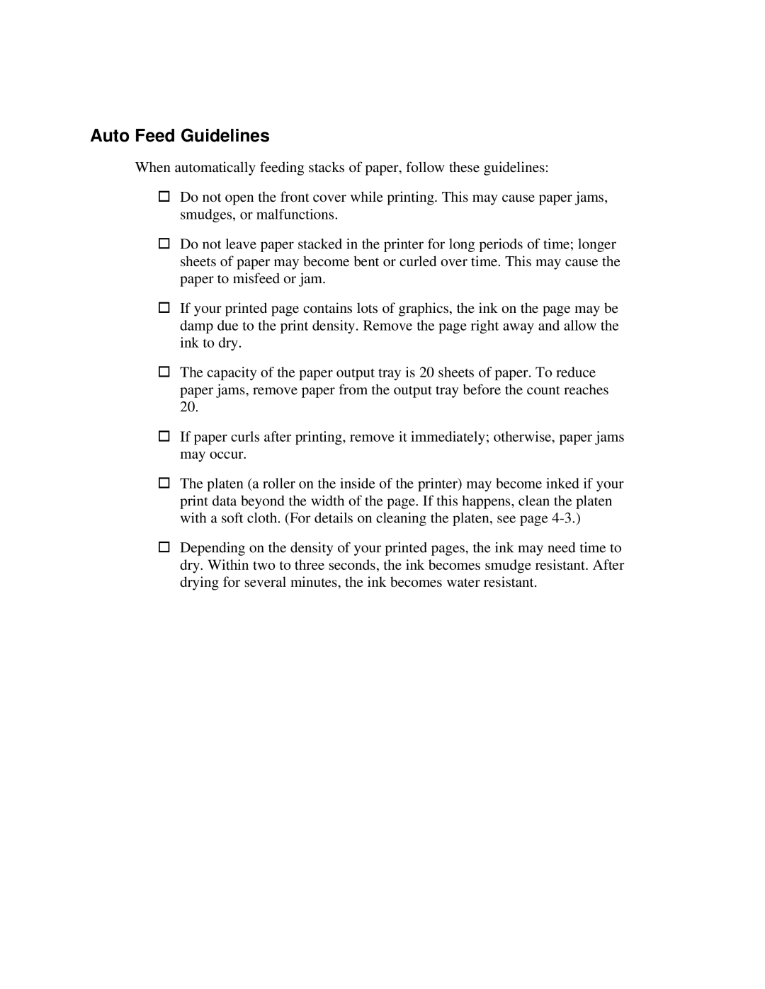 Canon 7000 user manual Auto Feed Guidelines 