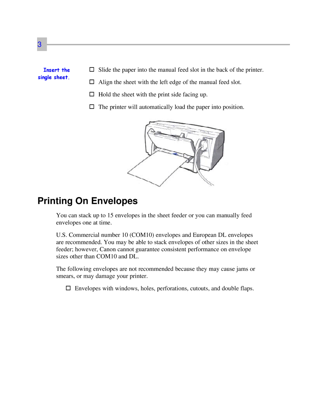 Canon 7000 user manual Printing On Envelopes 