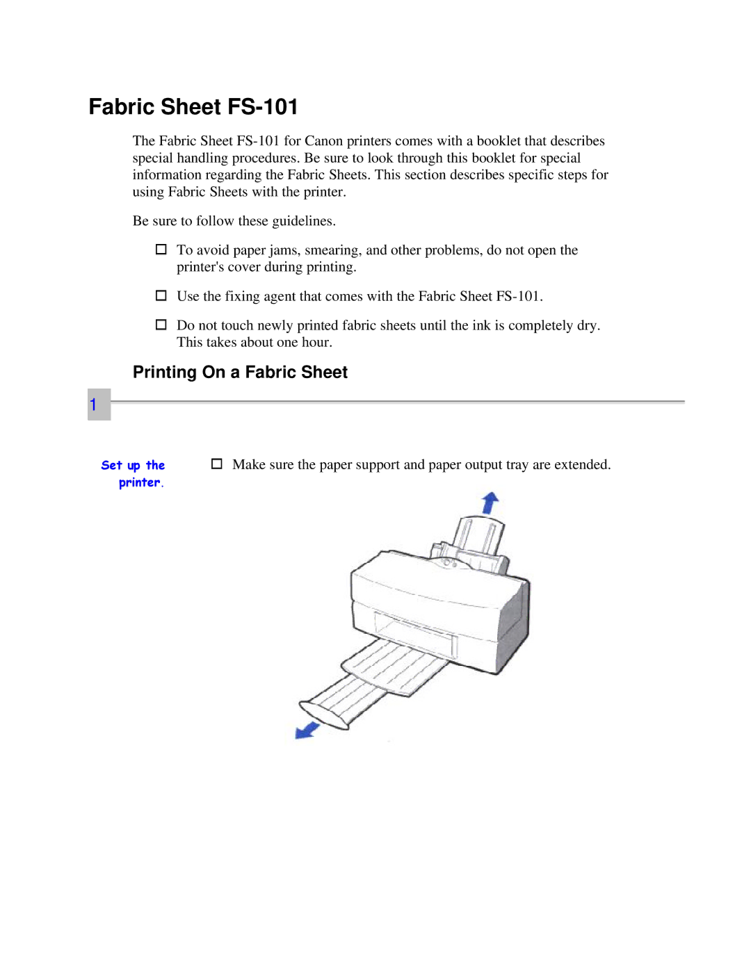 Canon 7000 user manual Fabric Sheet FS-101, Printing On a Fabric Sheet 