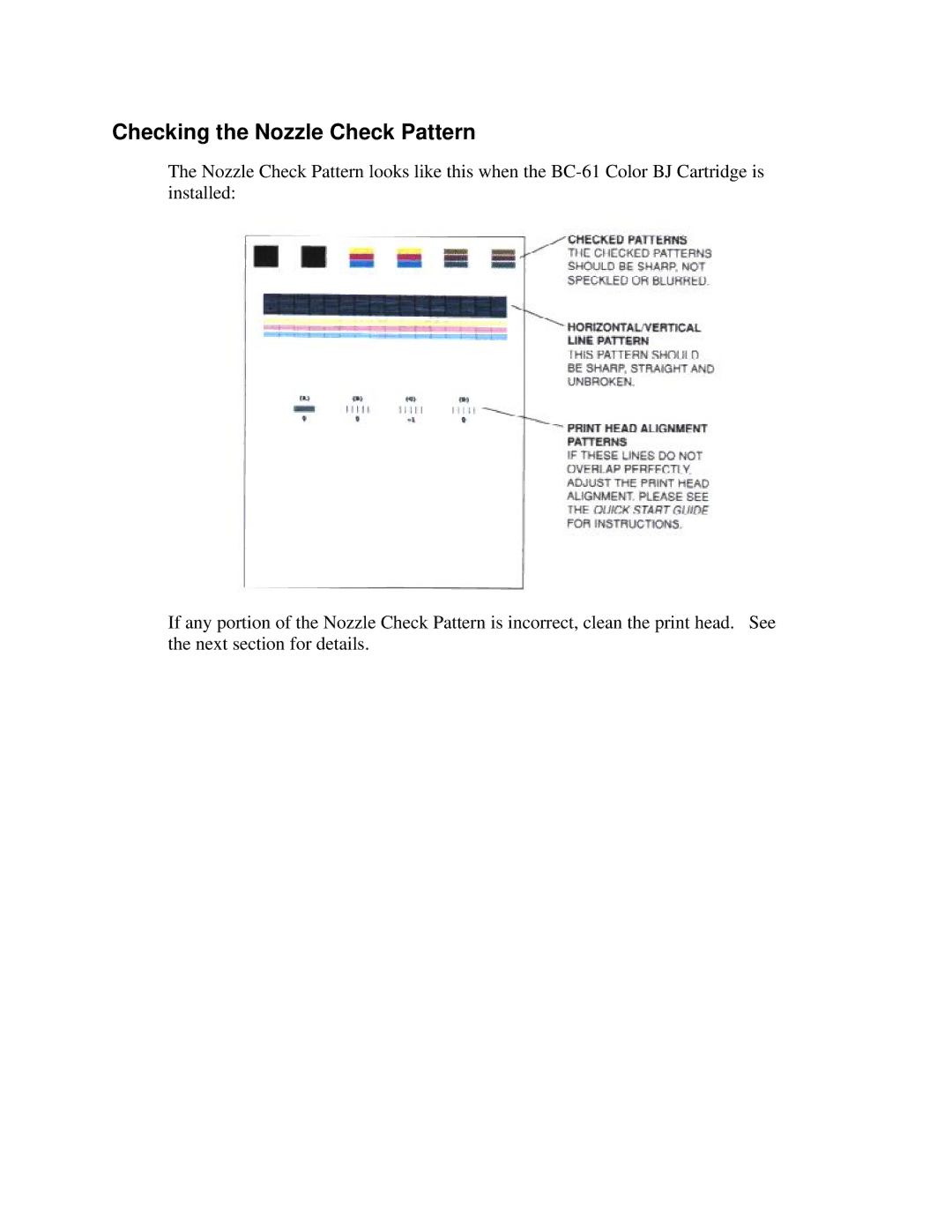 Canon 7000 user manual Checking the Nozzle Check Pattern 