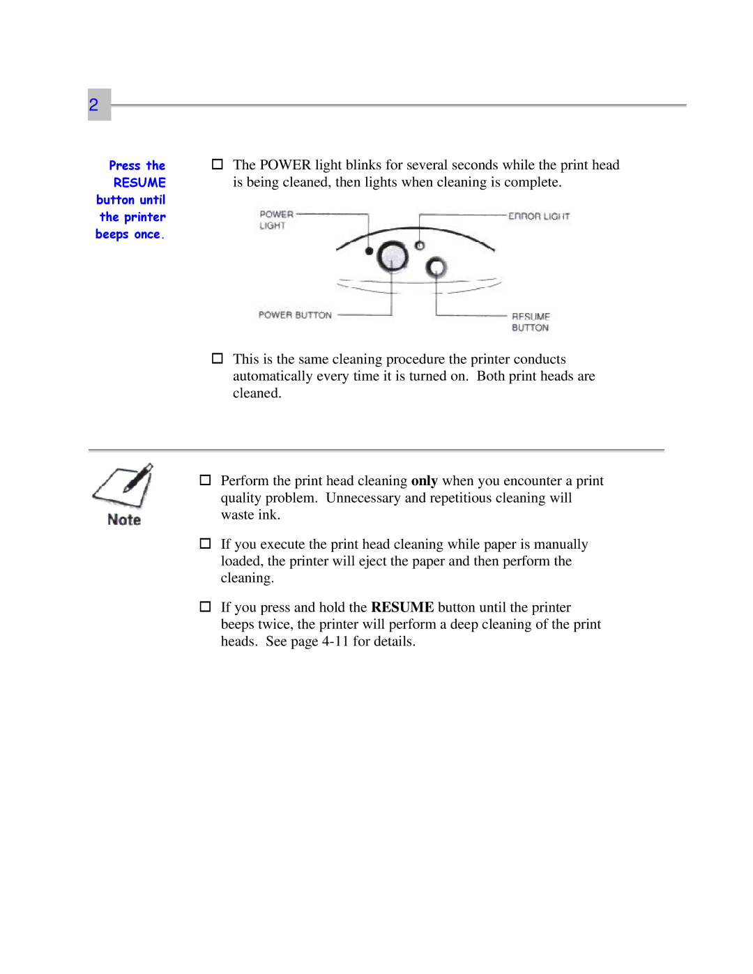 Canon 7000 user manual Power light blinks for several seconds while the print head 