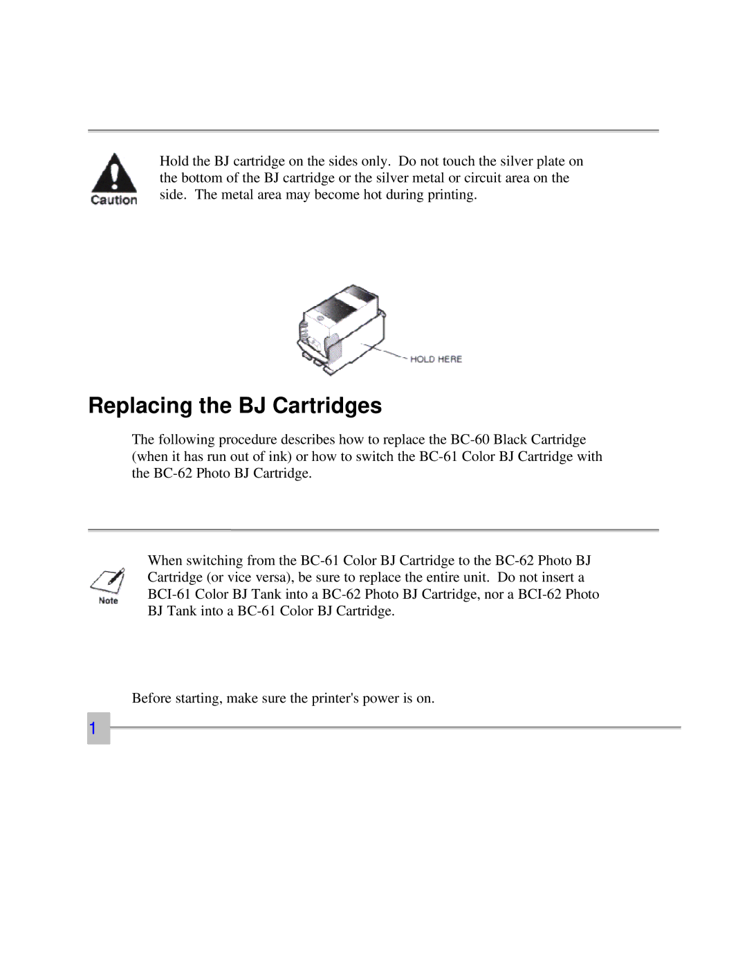 Canon 7000 user manual Replacing the BJ Cartridges 