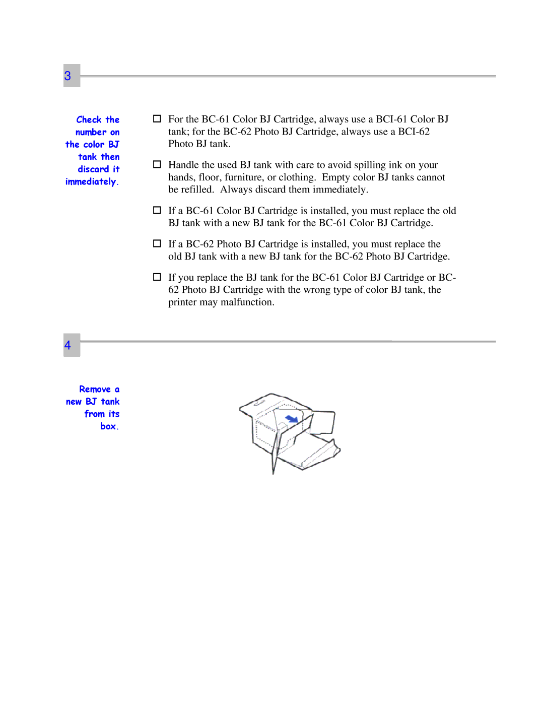 Canon 7000 user manual Remove a new BJ tank from its box 