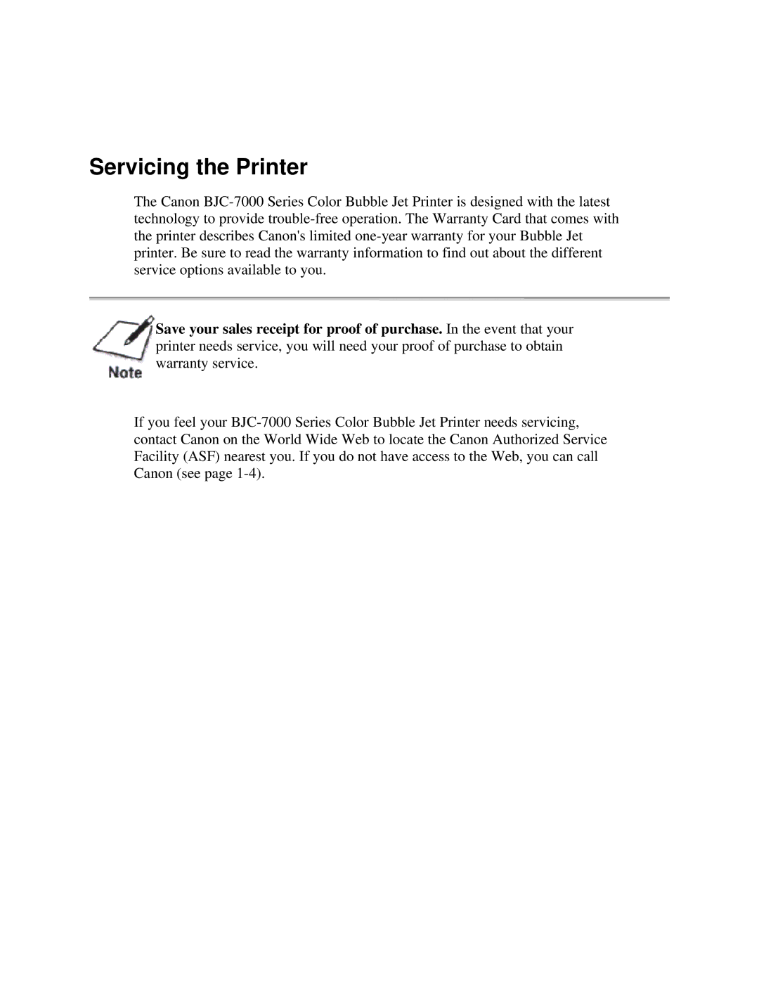 Canon 7000 user manual Servicing the Printer 