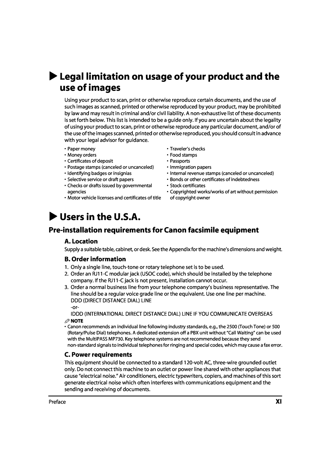 Canon 730i, MP700 manual Legal limitation on usage of your product and the use of images, Users in the U.S.A, A. Location 