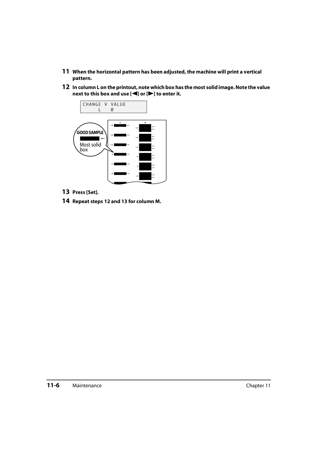 Canon 730i, MultiPASS MP730, MP700 manual 11-6, Press Set Repeat steps 12 and 13 for column M 