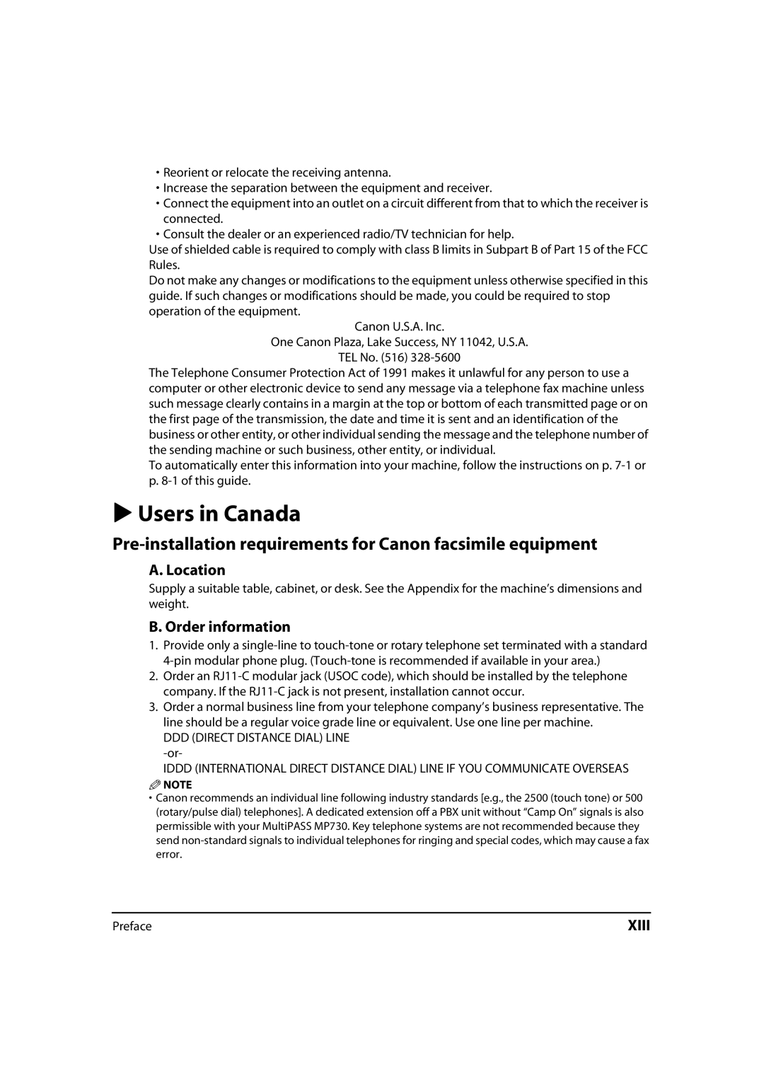 Canon MP700, 730i, MultiPASS MP730 manual Users in Canada, Xiii 