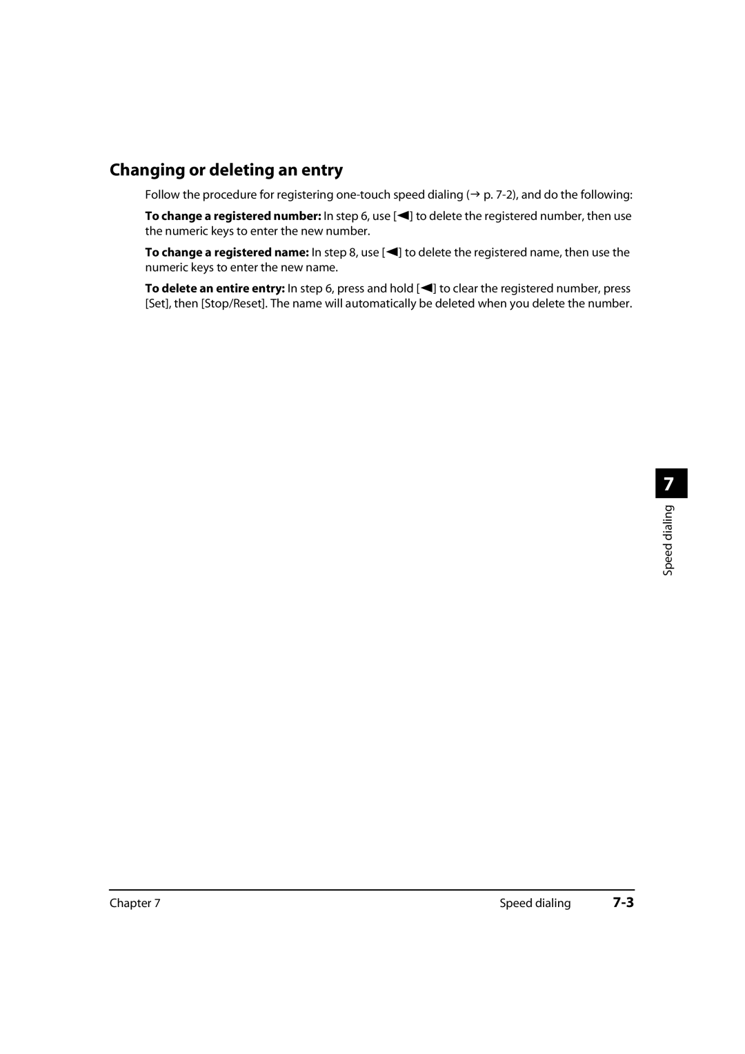 Canon MultiPASS MP730, 730i, MP700 manual Changing or deleting an entry 