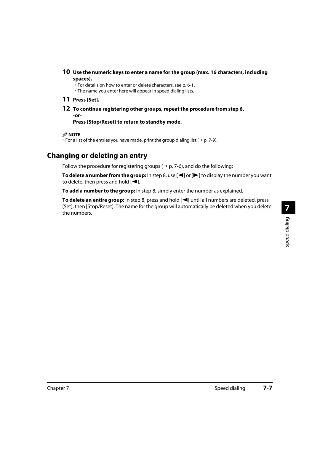 Canon MP700, 730i, MultiPASS MP730 manual Changing or deleting an entry 