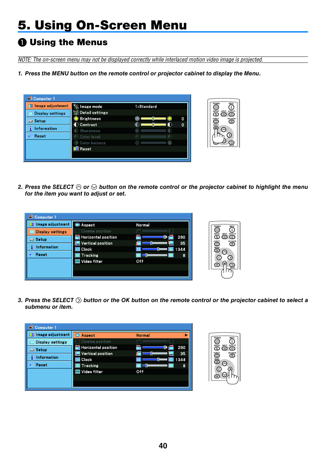 Canon 7365 user manual Using On-Screen Menu, ❶ Using the Menus 