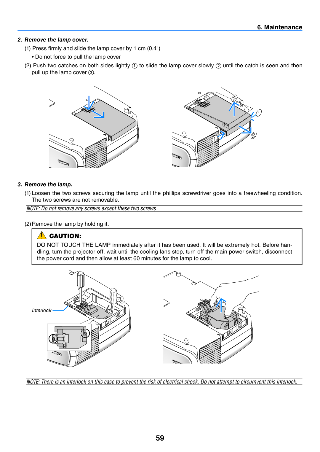 Canon 7365 user manual Remove the lamp cover 