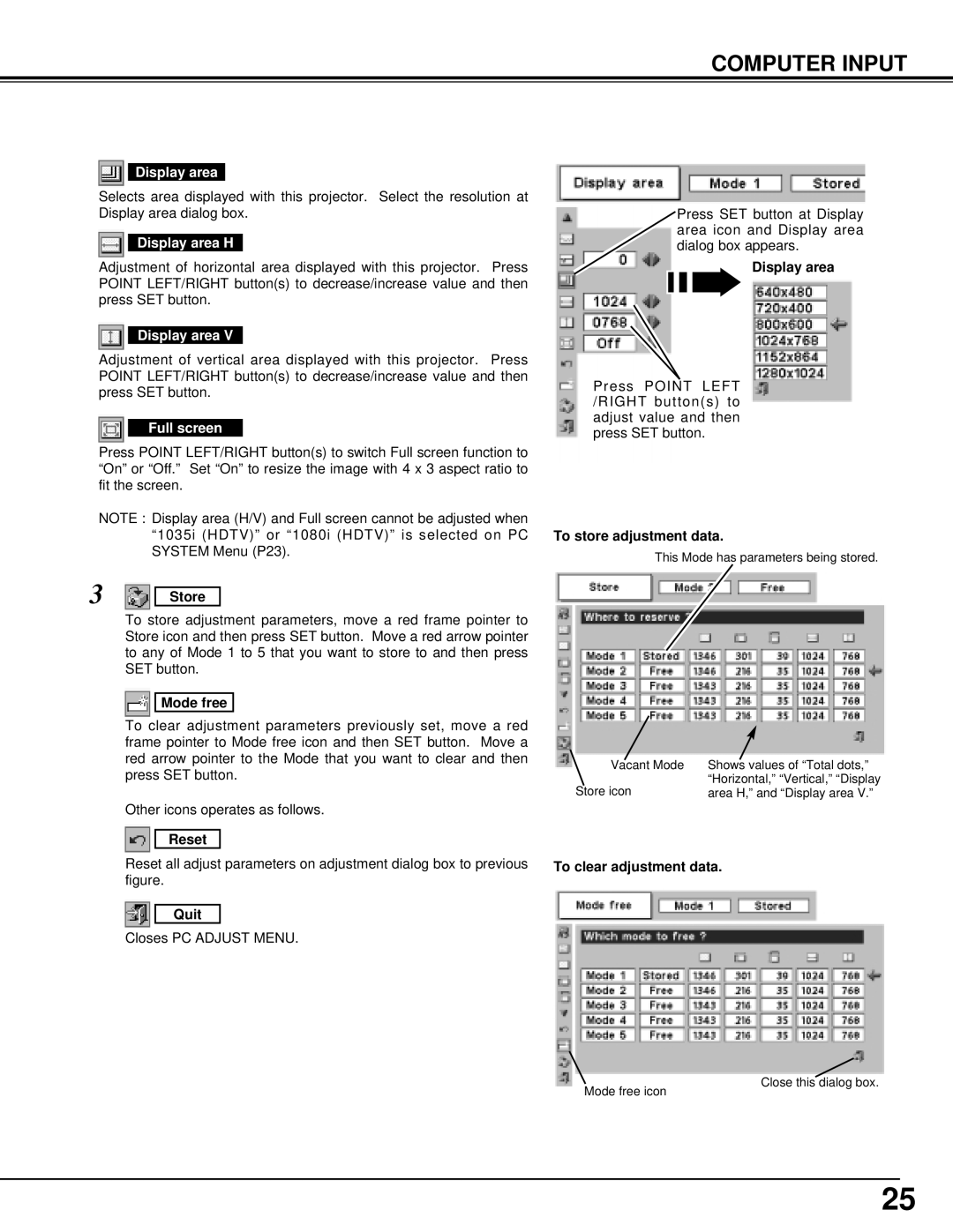 Canon 7545 owner manual Display area H, Full screen 