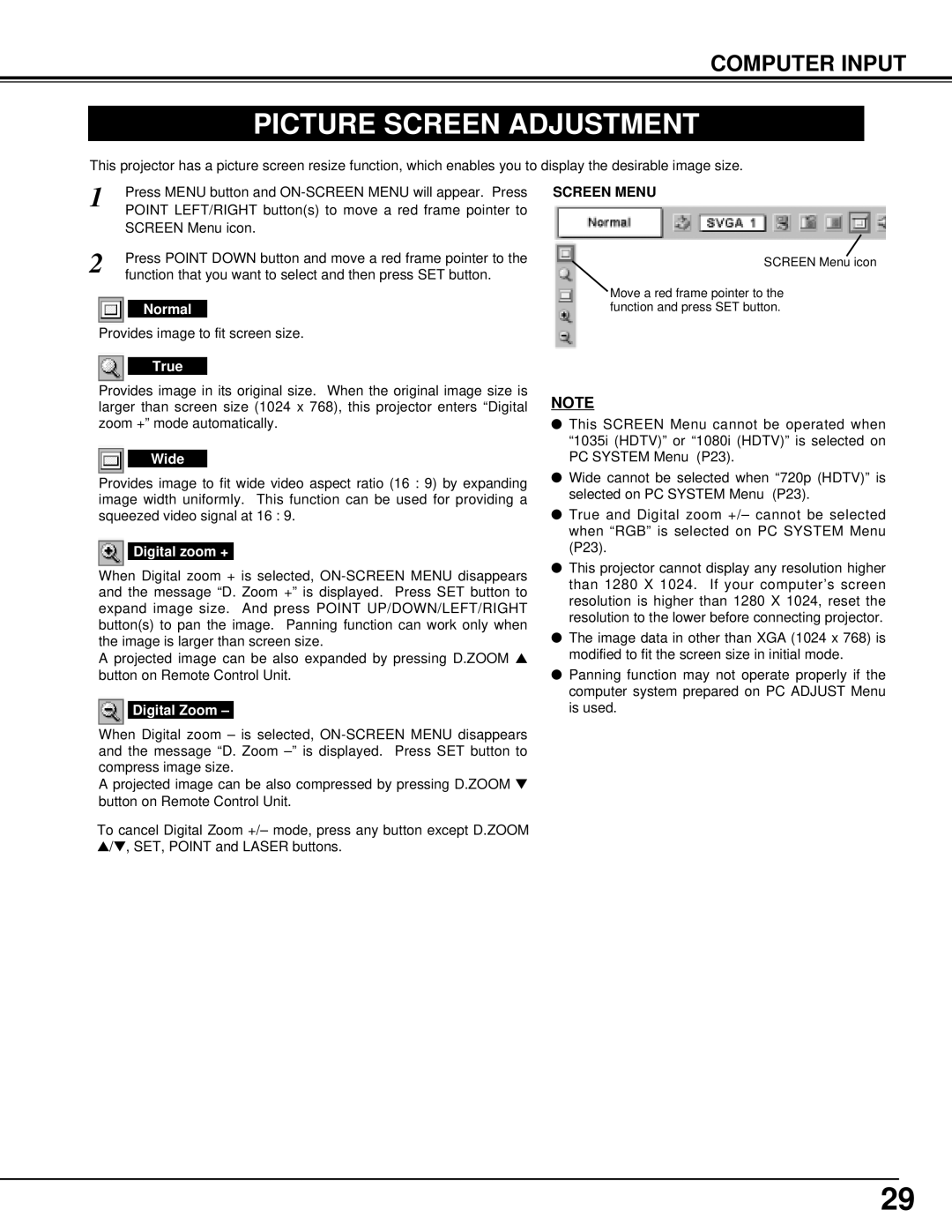 Canon 7545 owner manual Picture Screen Adjustment, Screen Menu 