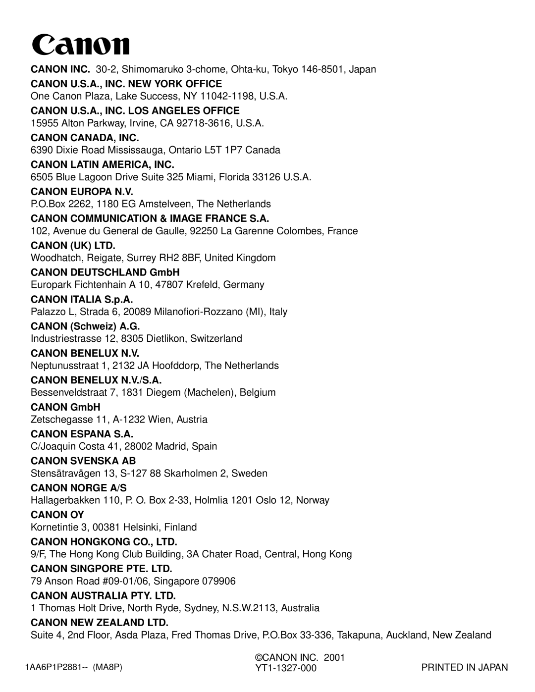 Canon 7545 owner manual Canon CANADA, INC 