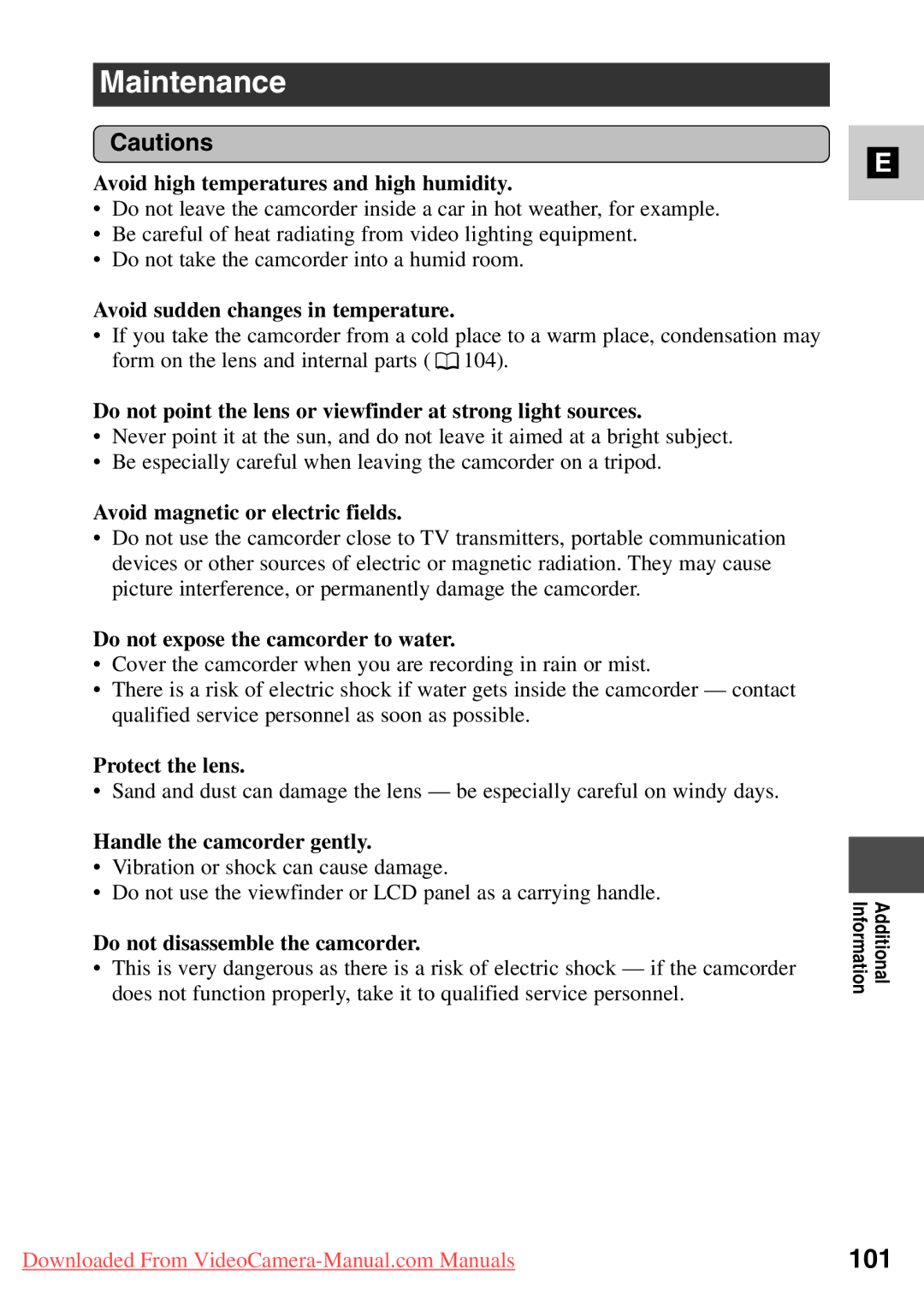 Canon 7561A001, MV500i instruction manual Maintenance 