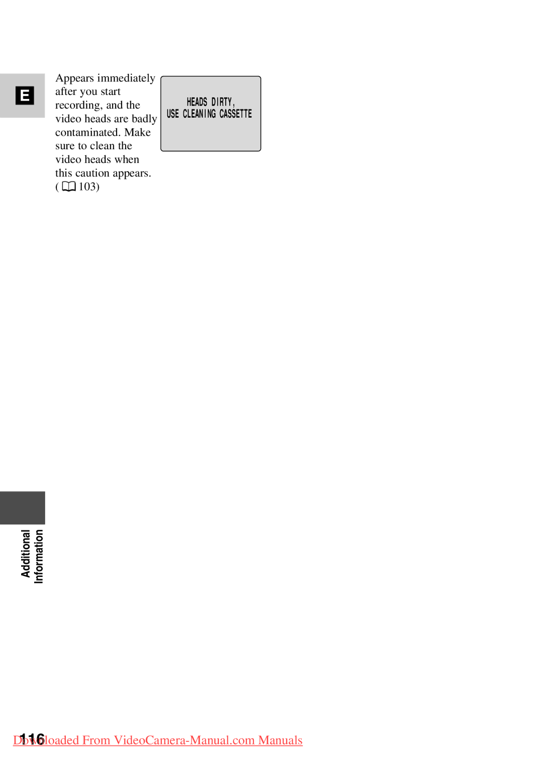 Canon 7561A001, MV500i instruction manual Heads Dirty USE Cleaning Cassette 