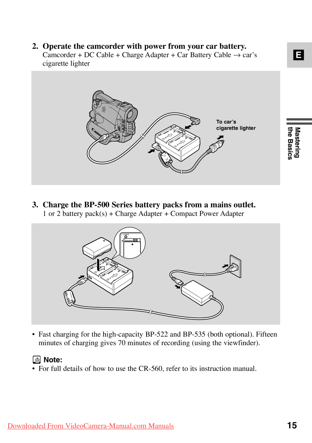 Canon 7561A001, MV500i instruction manual Operate the camcorder with power from your car battery 