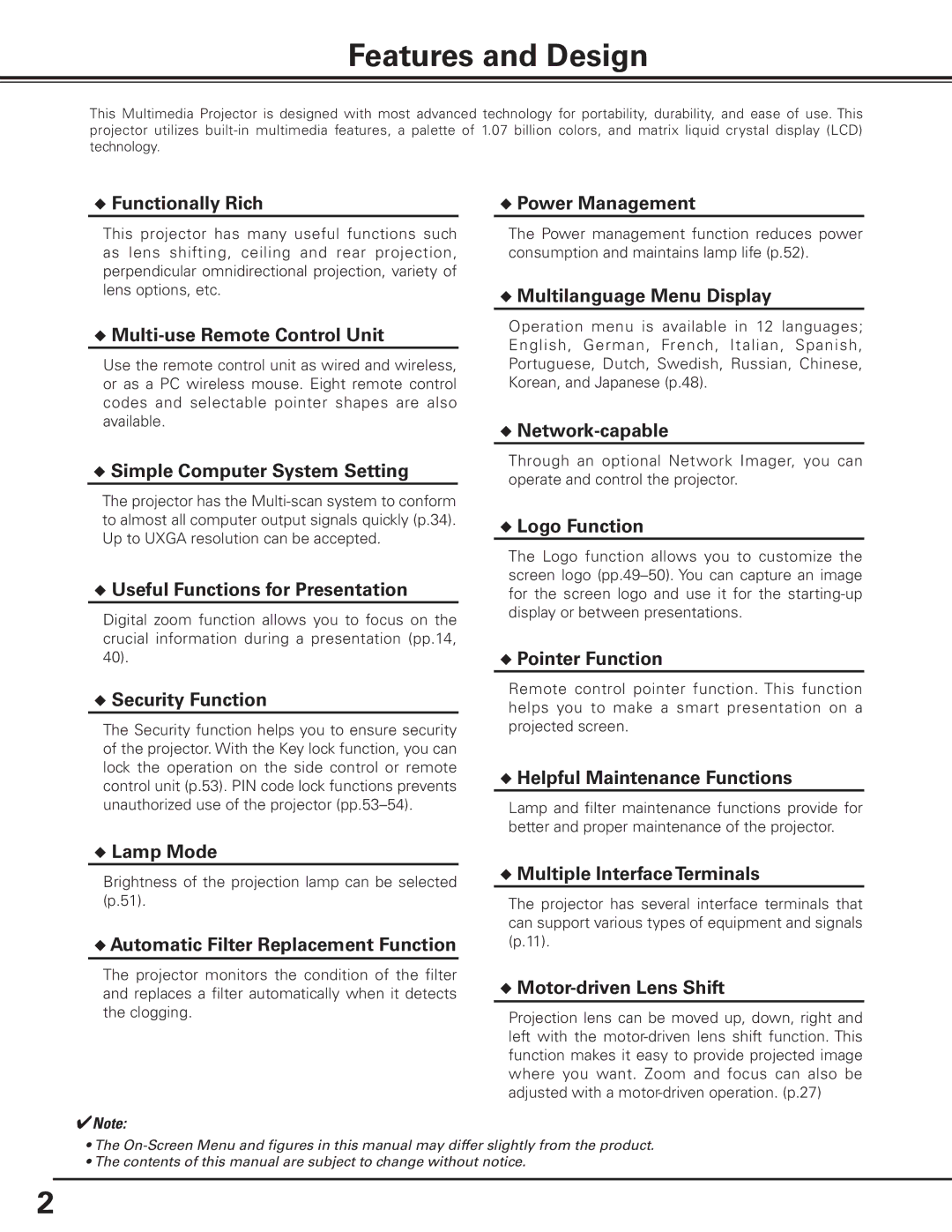 Canon 7585 manual Features and Design 