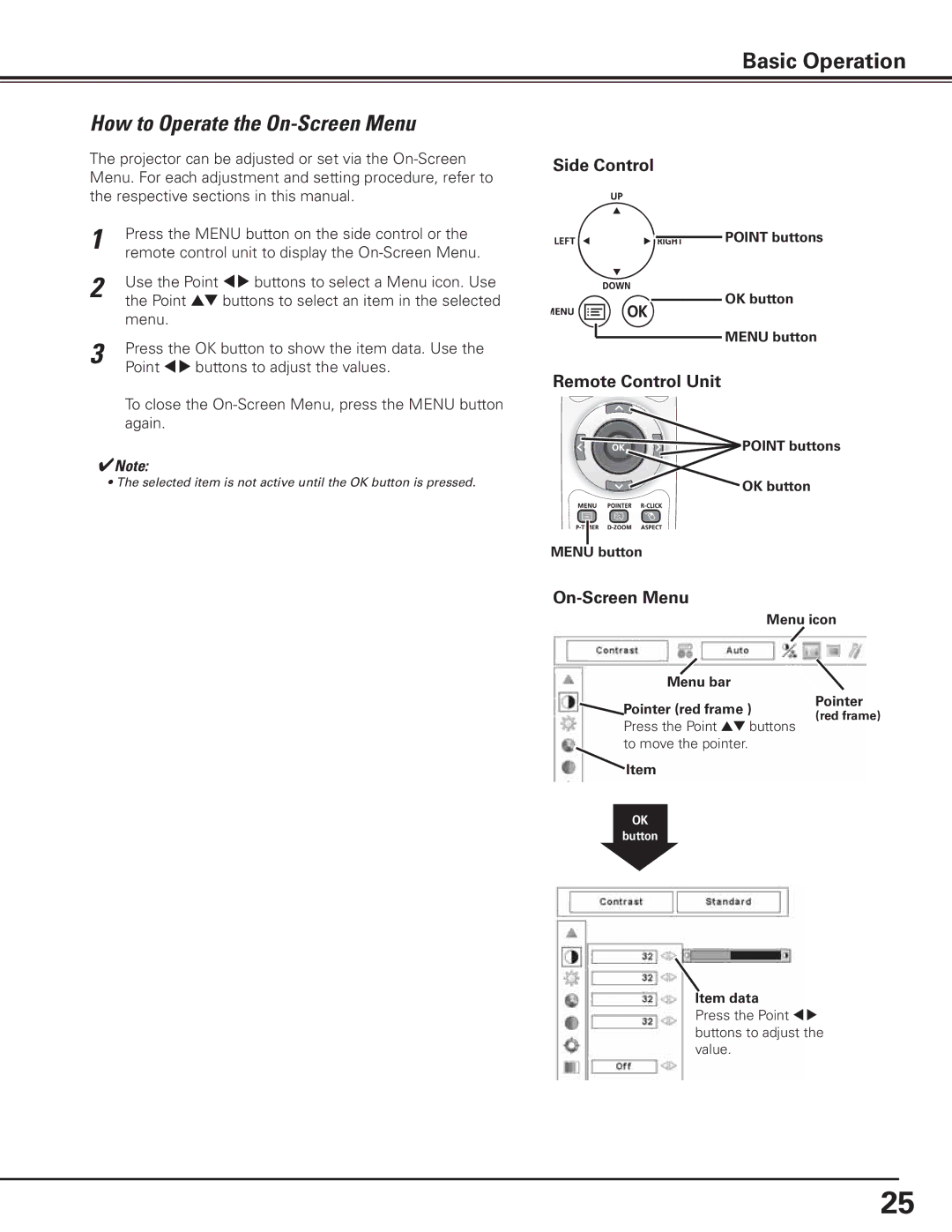 Canon 7585 manual How to Operate the On-Screen Menu, Side Control, Remote Control Unit 