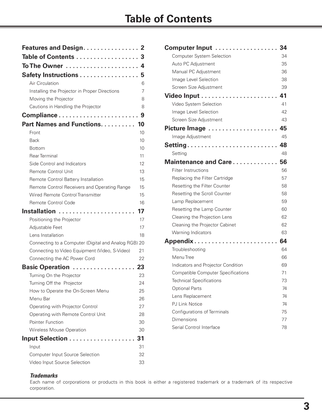 Canon 7585 manual Table of Contents 