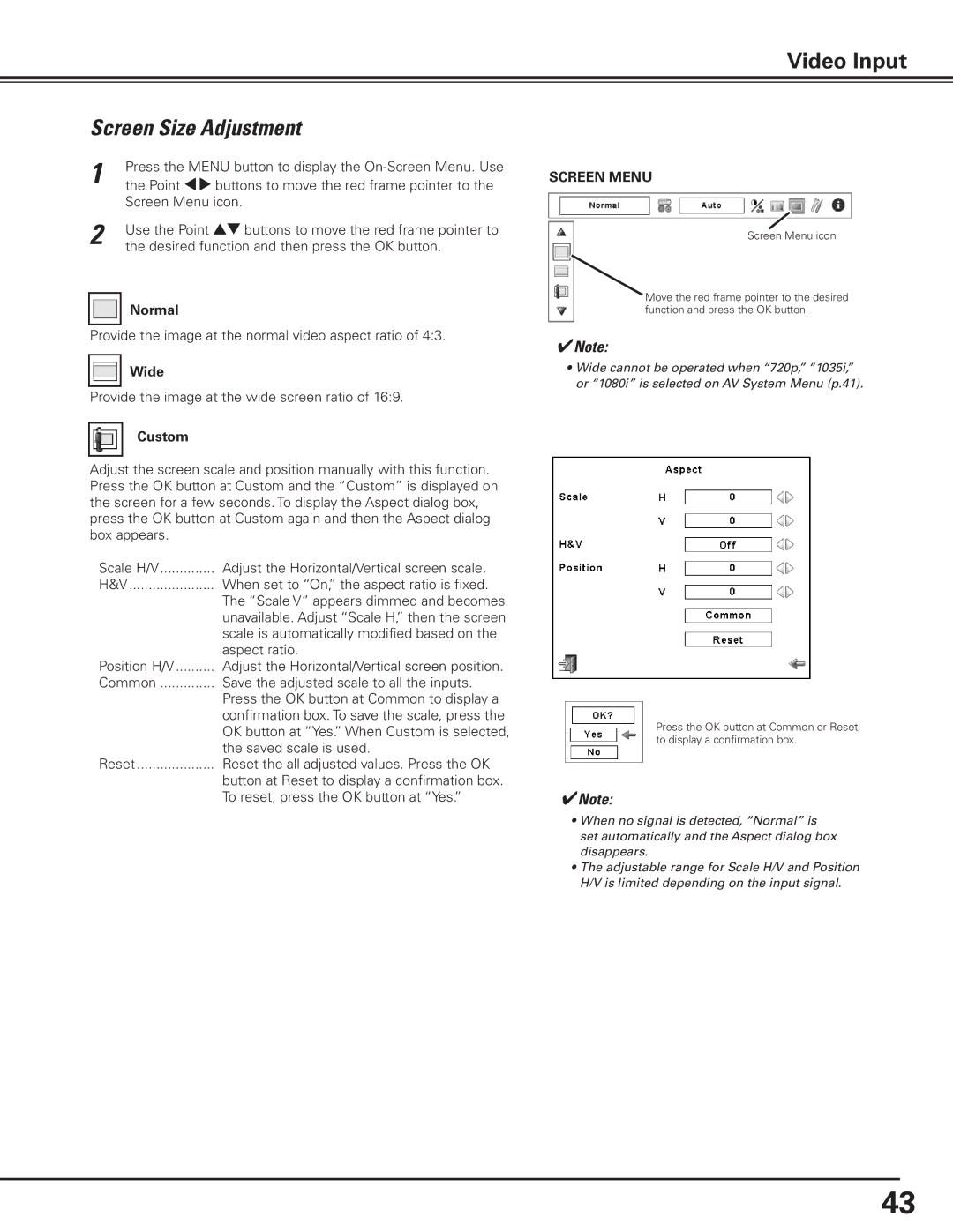 Canon 7585 manual Provide the image at the normal video aspect ratio 