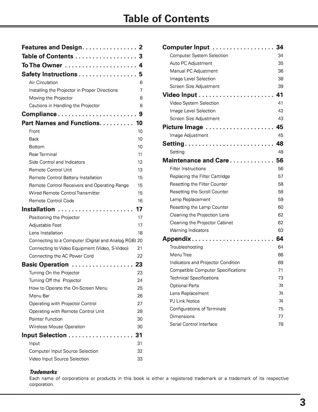 Canon 7585 manual Table of Contents 