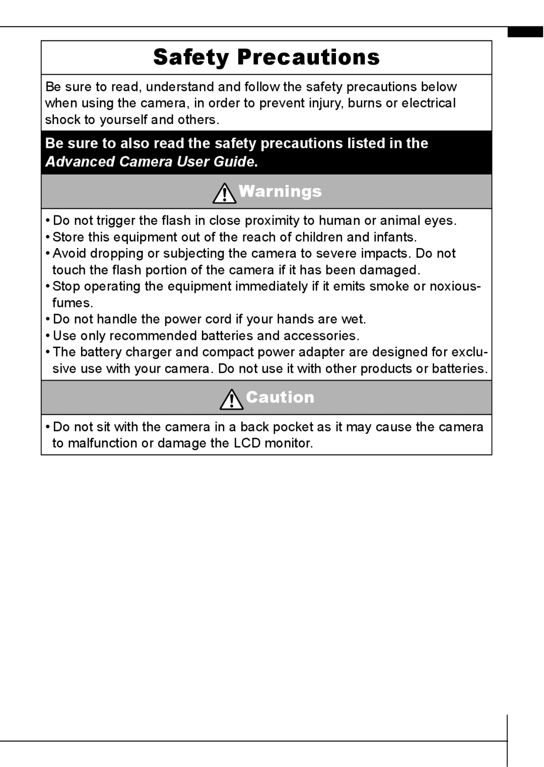 Canon 800 IS manual Safety Precautions 