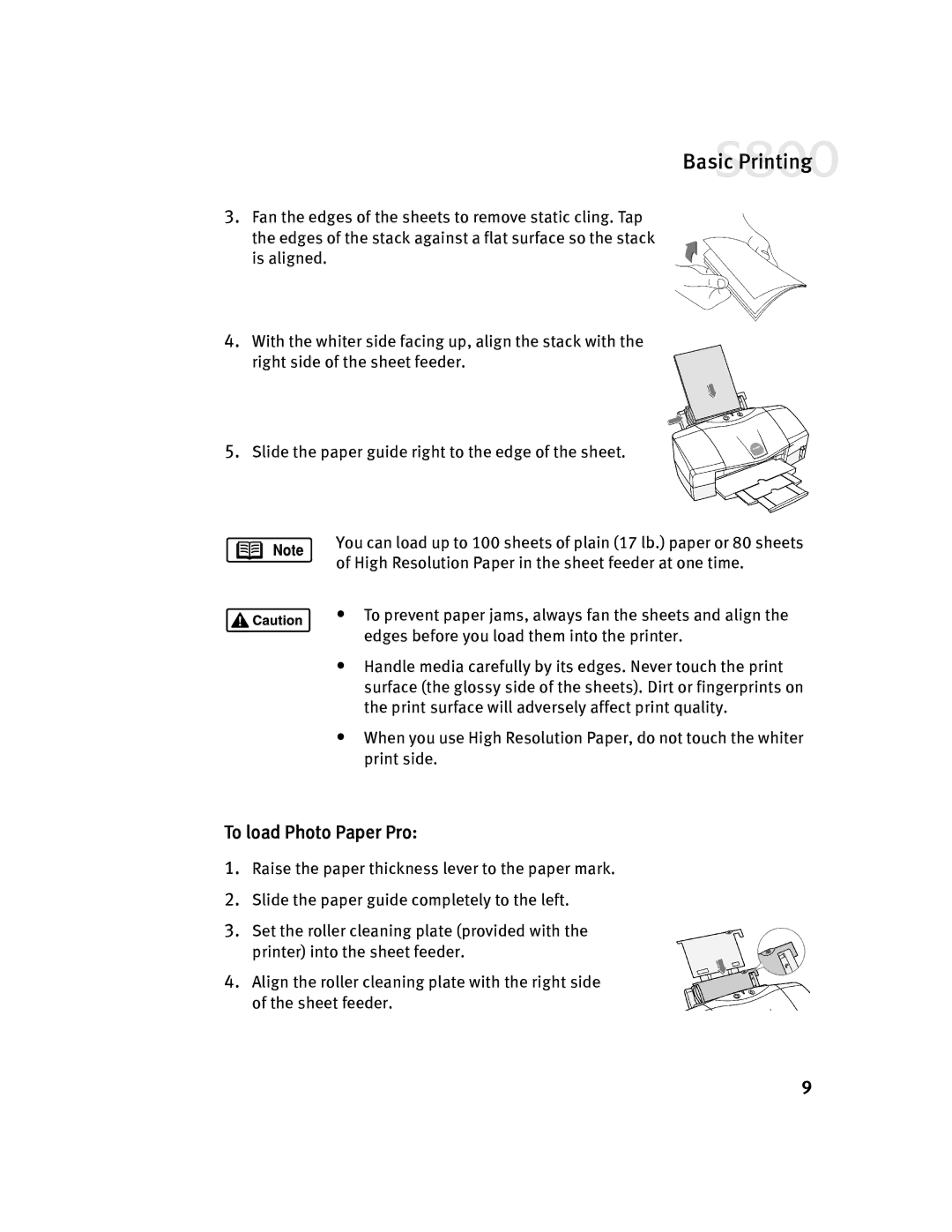 Canon 800 manual To load Photo Paper Pro 