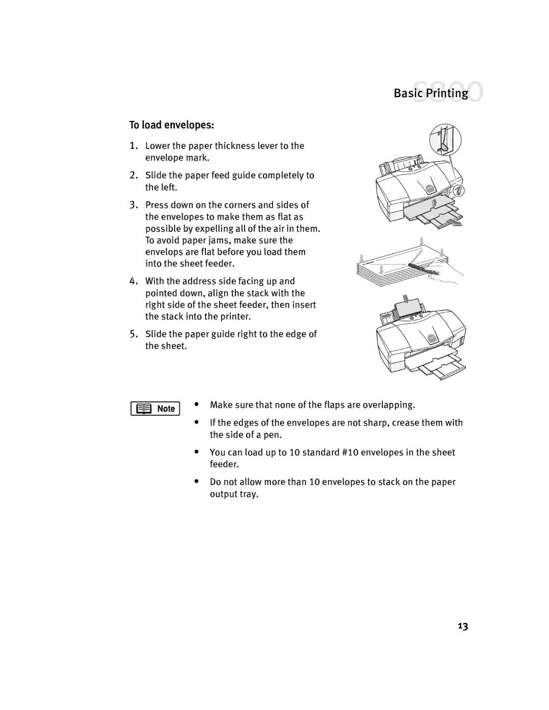 Canon 800 manual To load envelopes 