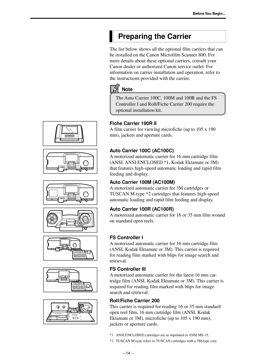 Canon 800 manual Preparing the Carrier 