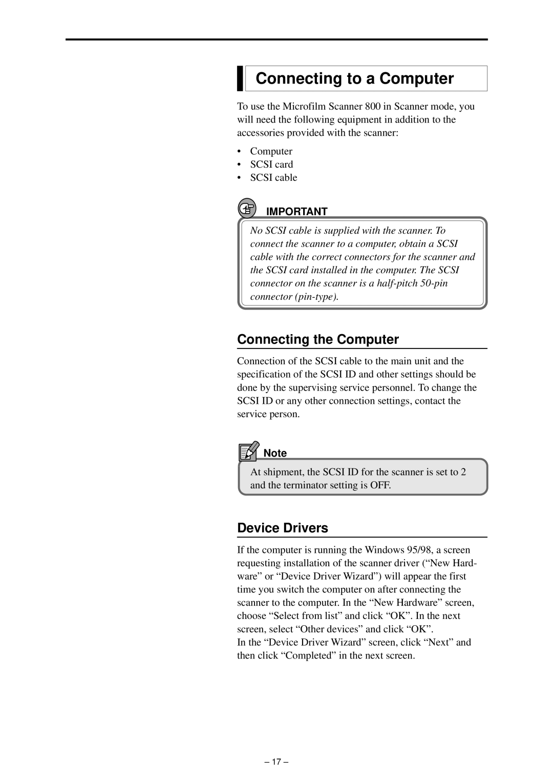 Canon 800 manual Connecting to a Computer, Connecting the Computer, Device Drivers 