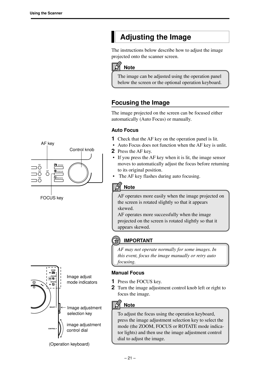 Canon 800 manual Adjusting the Image, Focusing the Image, Auto Focus, Manual Focus 