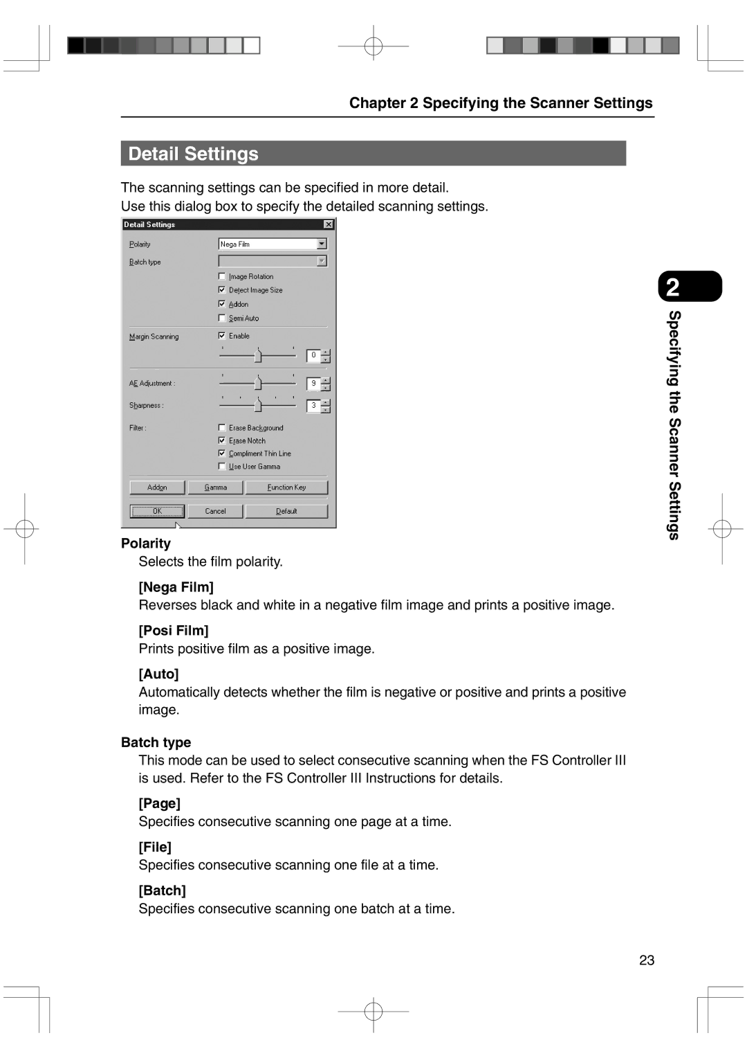 Canon 800II manual Detail Settings 