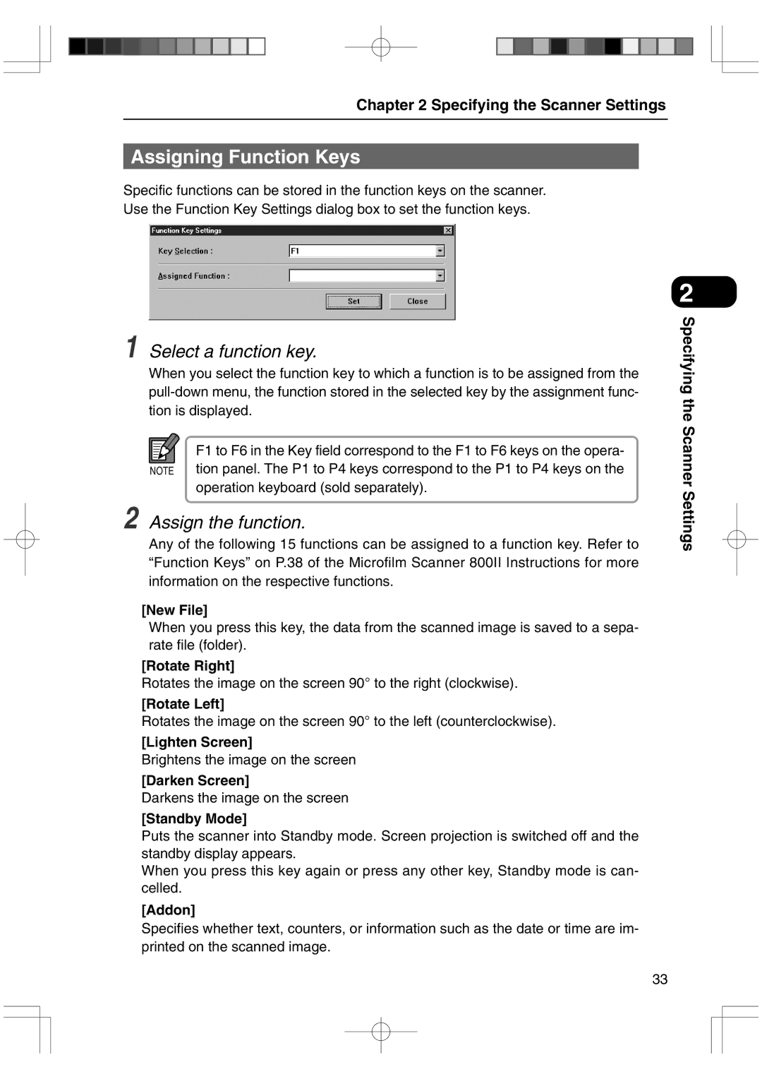 Canon 800II manual Assigning Function Keys, Select a function key, Assign the function 