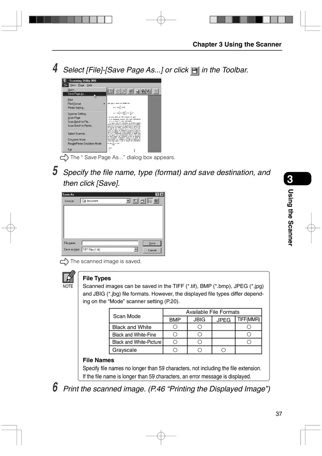 Canon 800II manual Select File-Save Page As... or click in the Toolbar, File Types, File Names 