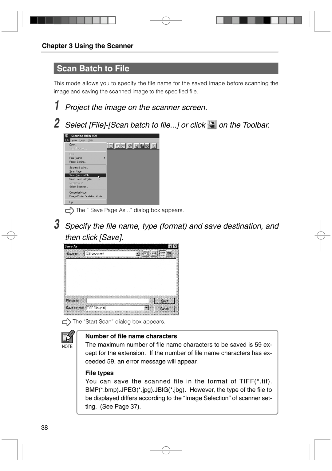 Canon 800II manual Scan Batch to File, Number of file name characters 