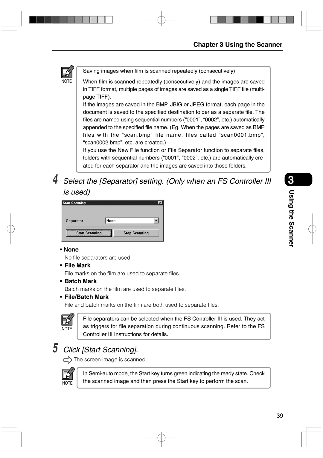 Canon 800II manual Click Start Scanning, None 