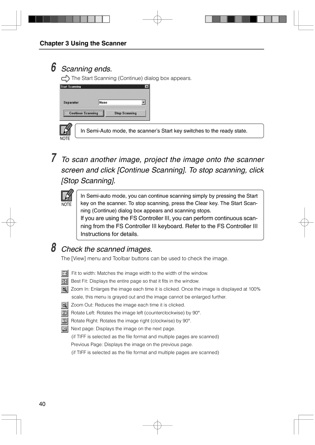 Canon 800II manual Scanning ends, Check the scanned images 