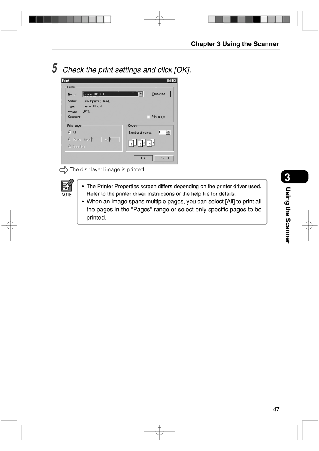 Canon 800II manual Check the print settings and click OK 