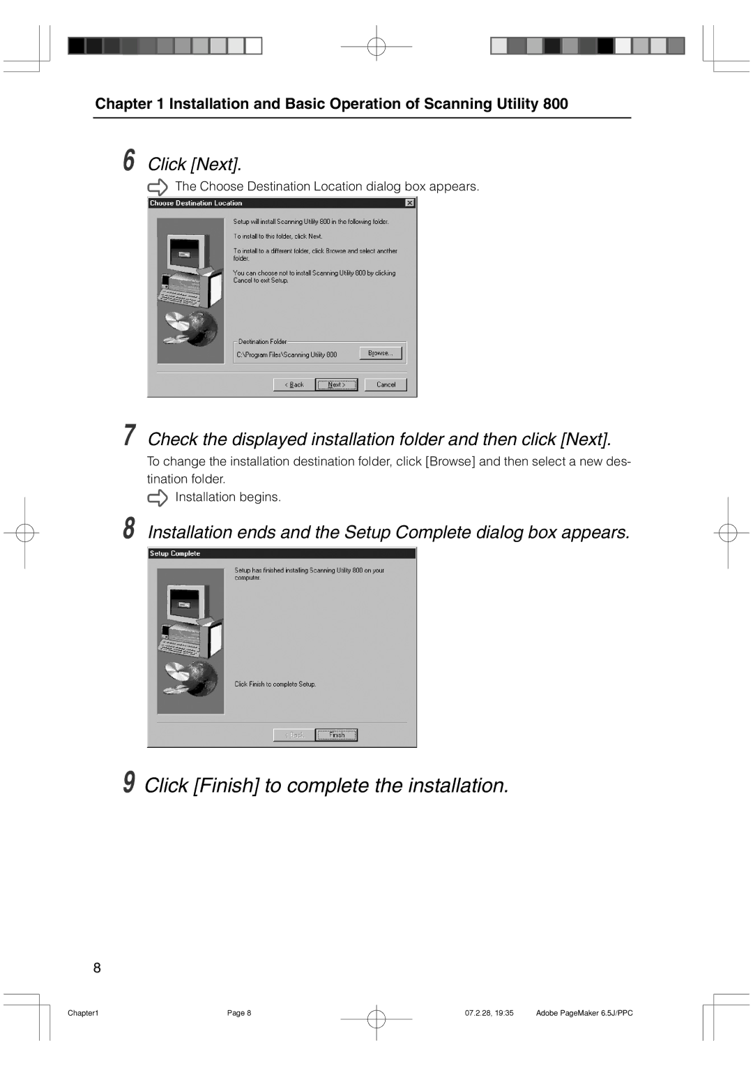 Canon 800II manual Click Next, Check the displayed installation folder and then click Next 