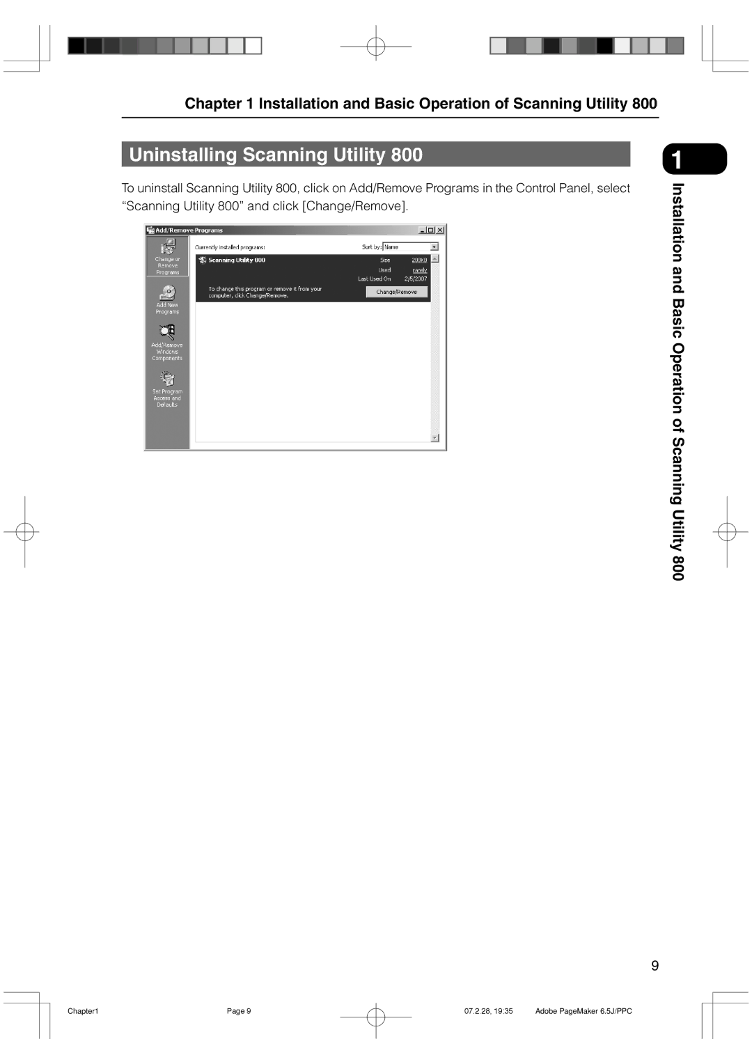 Canon 800II manual Uninstalling Scanning Utility 