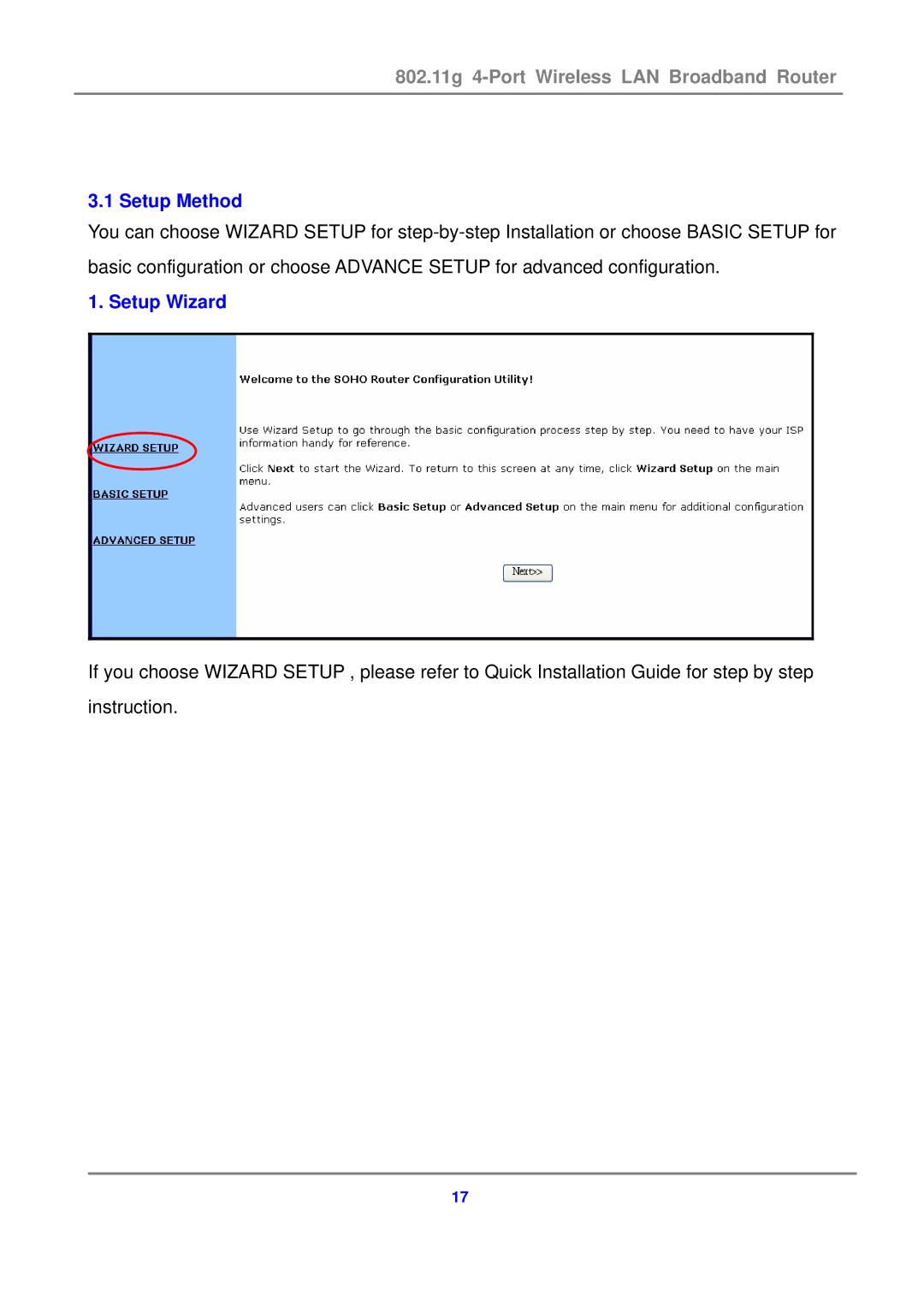 Canon 802.11g 54M WLAN user manual Setup Method, Setup Wizard 